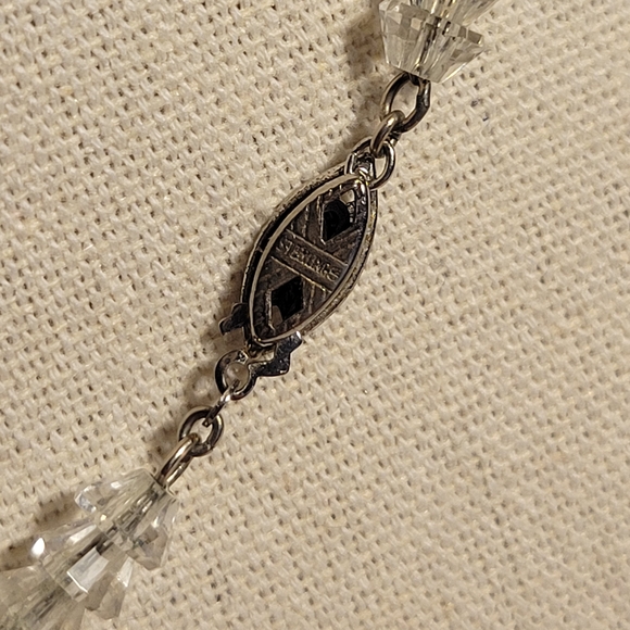 Vintage Sterling Silver Crystal Necklace  Graduated 18" - Picture 5 of 12